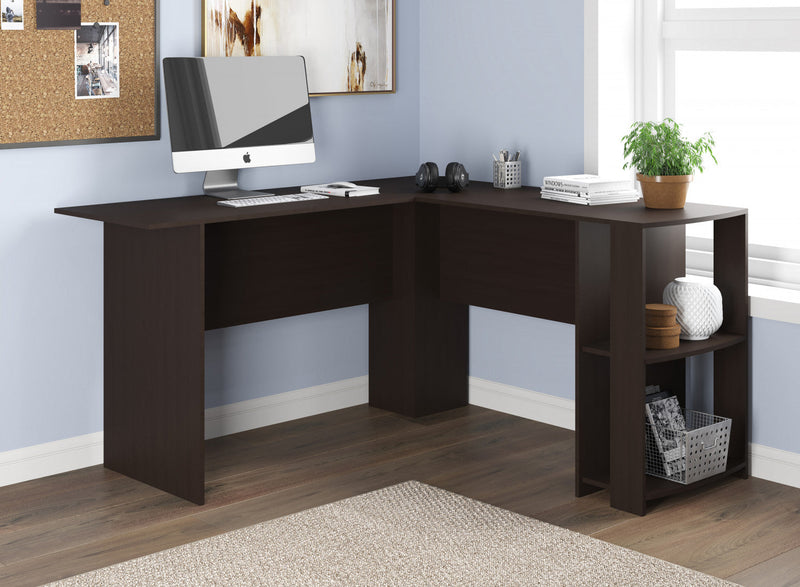 55” Computer Desk With Storage And 2 Shelves - Cappuccino 