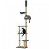 Pawhut floor To Ceiling Cat Tree, 90.5" - 98.5" Adjustable height Cat Tower with Scratching Post, Dangling Balls, Platforms, Bed, Hammock, Grey
