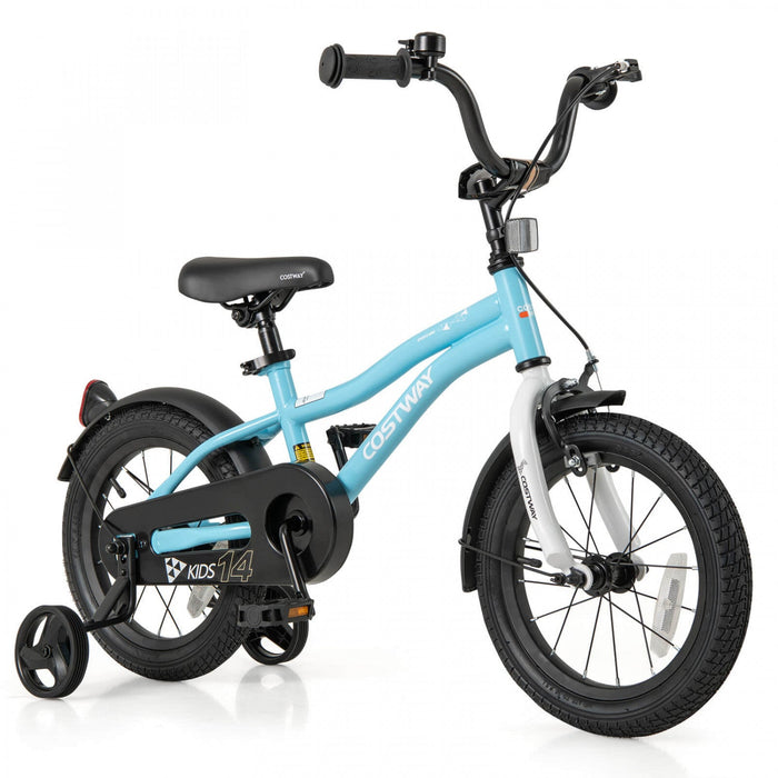 Costway 14" Kids Bike For 3-5 Years Old Boys & Girls With Adjustable Seat Handbrake Reflectors Blue