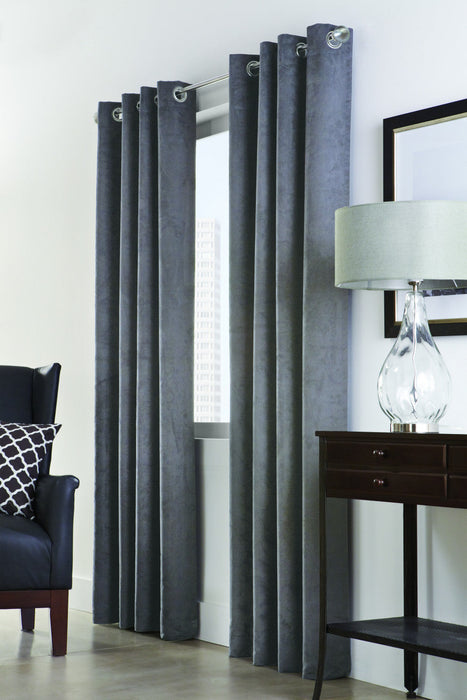 Navar Dark Grey Grommet Curtain Panel - 54\" X 95\"