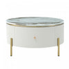 Nelson 31.5\" Modern Round Coffee Table With 2 Storage Drawers - Off White 