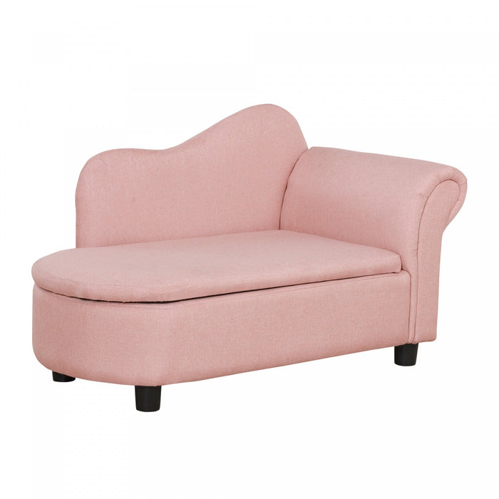 Qaba Kids Sofa, Toddler Couch With Storage Compartment, Children Chaise Lounge, Armrest Chair For Pr