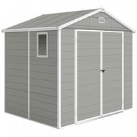 Outsunny 8' x 6' Plastic Garden Storage Shed with Air Vents, Light Grey