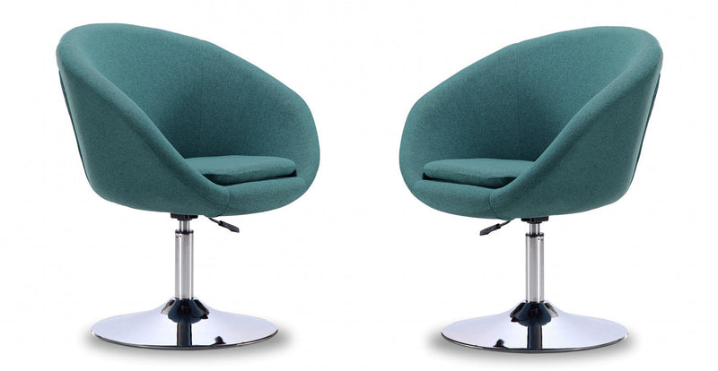 Hopper Modern Upholstered Swivel Lounge Chair in Teal - Set of 2 Accent Chair 