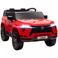 Qaba 2 Seater Electric Car For Kids, 12v 7ah Lexus Gx550 Licensed Battery Powered Ride On Car With Remote Control, 4 Wheel Suspension System, Usb, Led Light, 3 Speed, Red