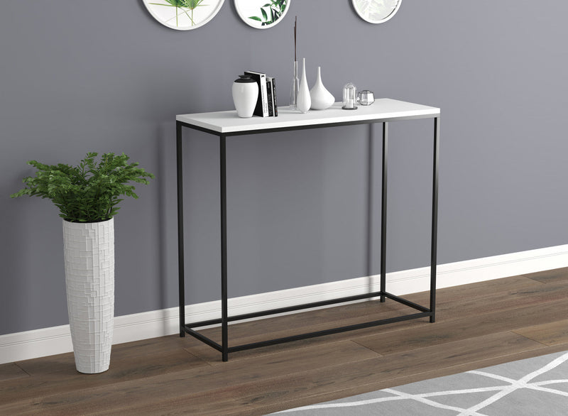 31” Modern Console Table - White With Black Metal 