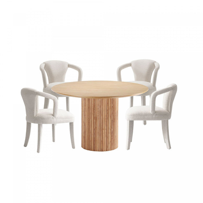 Hathaway and Palmer Modern Industry Chic 5-Piece Dining Set in Silver Lining and Natural Dining Room Set 