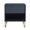 Dumbo Modern 20\" Fluted Nightstand in Midnight Blue (1-Drawer) 