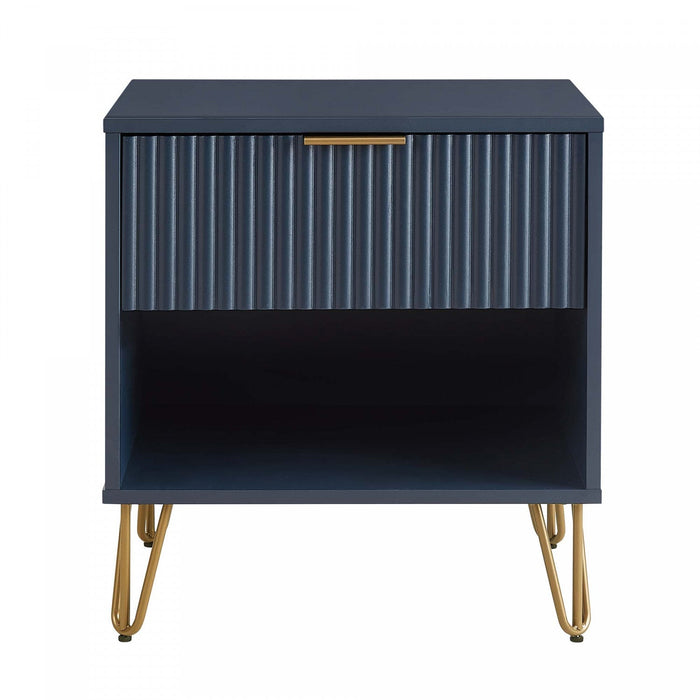 Dumbo Modern 20\" Fluted Nightstand in Midnight Blue (1-Drawer) 