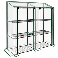 Outsunny Mini Greenhouse With 3 Tier 6 Shelves Portable Green House, Clear