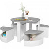 Qaba Kids Table And Chair Set, 5 Piece Toddler Table And 4 Chair Set With Storage, Activity Table Fo