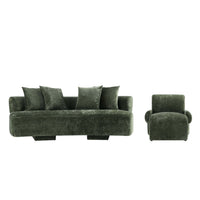 Verandah Mid-Century Modern 2-Piece Sofa Set in Olive Green 