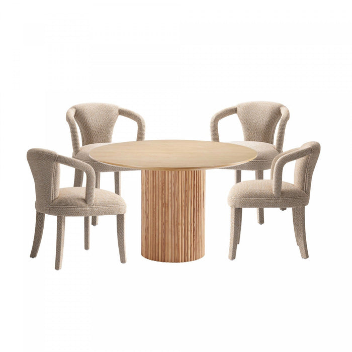 Hathaway and Palmer Modern Industry Chic 5-Piece Dining Set in Ivory and Natural Dining Room Set 