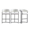 Augusta Modern Metal Upholstered Barstool in White - Set of 3 