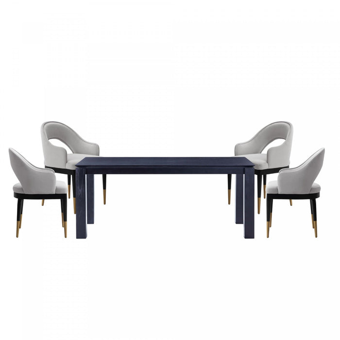 Carrington and Rockaway Modern Industry Chic 5-Piece Dining Set in Light Gray and Black 