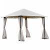 Outsunny 10' X 10' Gazebo Tent Shelter Art Steel Frame Flame-retardant Fabric With Mosquito Netting 