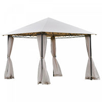 Outsunny 10' X 10' Gazebo Tent Shelter Art Steel Frame Flame-retardant Fabric With Mosquito Netting 