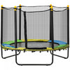 Qaba 55" Trampoline for Kids, 44.5"H Indoor Outdoor Toddler Trampoline with Safety Enclosure Net, Baby Recreational Play for Boys and Girls, Ages 3-10, Black