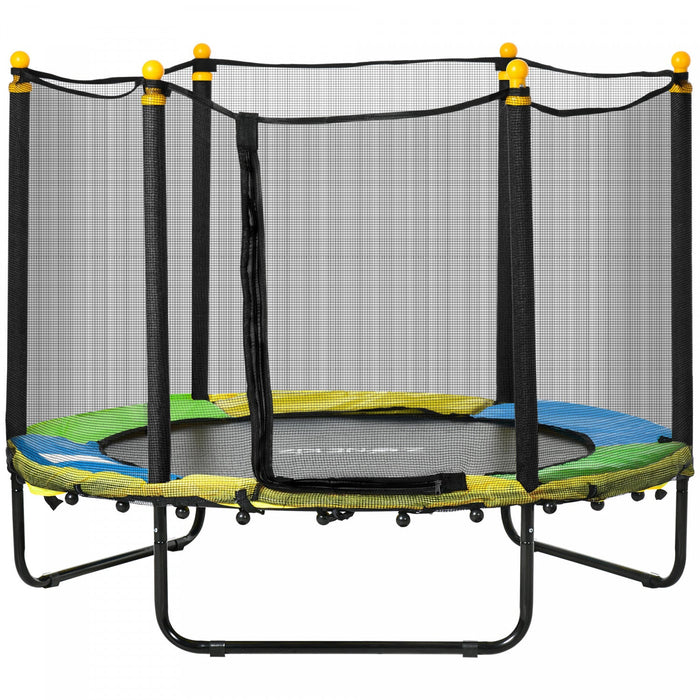 Qaba 55" Trampoline for Kids, 44.5"H Indoor Outdoor Toddler Trampoline with Safety Enclosure Net, Baby Recreational Play for Boys and Girls, Ages 3-10, Black