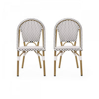Julien Faux Ratten and Aluminum French Bistro Chairs, Set of 2 - Black and White 