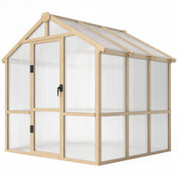 Outsunny 6.6 X 6ft Polycarbonate Greenhouse Walk-in Wooden Green House