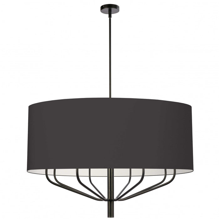 Dainolite Eleanor 8 Light Chandelier Matte Black Black/White Shade Lamp