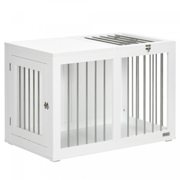 Pawhut Dog Crate Furniture, 31.5\" Dog Kennel Furniture Side End Table With Double Doors, For Medium 