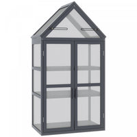 Outsunny Wooden Cold Frame Greenhouse Garden Portable Raised Planter Protection With 3 Tier Shelves,