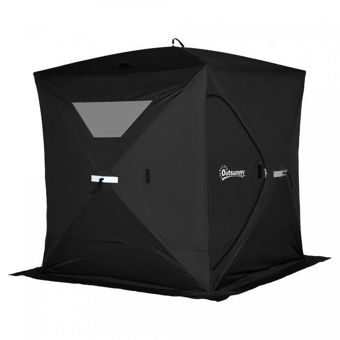 Outsunny 2-4 Person Pop-up Ice Fishing Tent Portable Ice Fishing Shelter With Windproof Windows And 