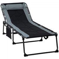 Outsunny Folding Chaise Lounge, Padded Reclining Tanning Chair, Black