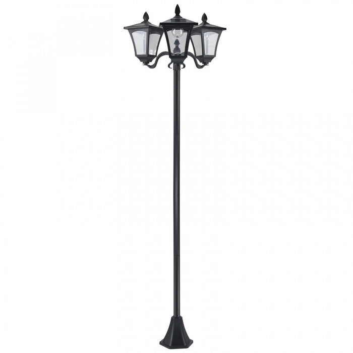 Outsunny Triple Solar Lamp Post Garden Solar-powered LED Street Vintage Light Style Outdoor Light Wa