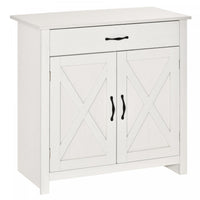 HOMCOM Farmhouse Sideboard, Buffet Cabinet with Barn Door, Distressed White