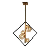 Dainolite Glasgow 5 Light Pendant Matte Black/Vintage Bronze Finish Champagne Glass Lamp