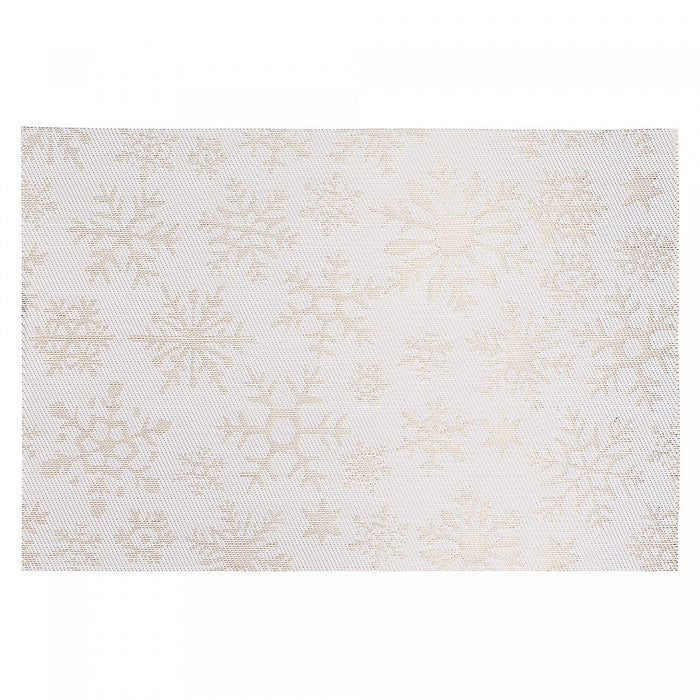 Vinyl Placemat Gold Snowflake on White - Set of 12