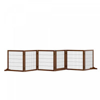 Pawhut Wooden Pet Gate, Dog Safety Barrier, Freestanding Foldable Fence, W/ 6 Panels, 2 Support Feet