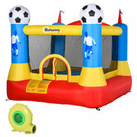Outsunny Kids Bounce Castle House Inflatable Trampoline With Inflator For Kids Age 3-8 Football Fiel