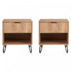 Dumbo Modern 20\" Fluted Nightstand in Golden Brown (1-Drawer) - Set of 2 