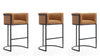 Cosmopolitan Mid-Century Modern Metal Upholstered Barstool in Camel - Set of 3 Bar Stool 