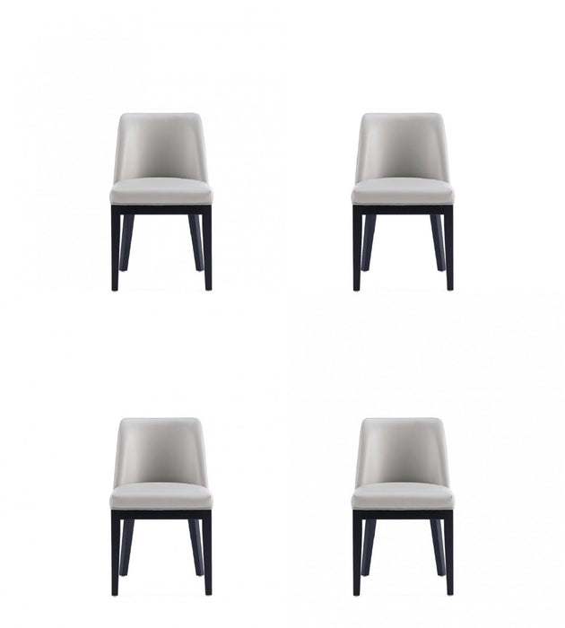 Gansevoort Modern Wood Vegan Leather Dining Chair in Light Gray - Set of 4 