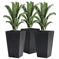 Outsunny Set Of 3 Tall Planters With Drainage Hole, Outdoor & Indoor Flower Pot Set For Front Door,
