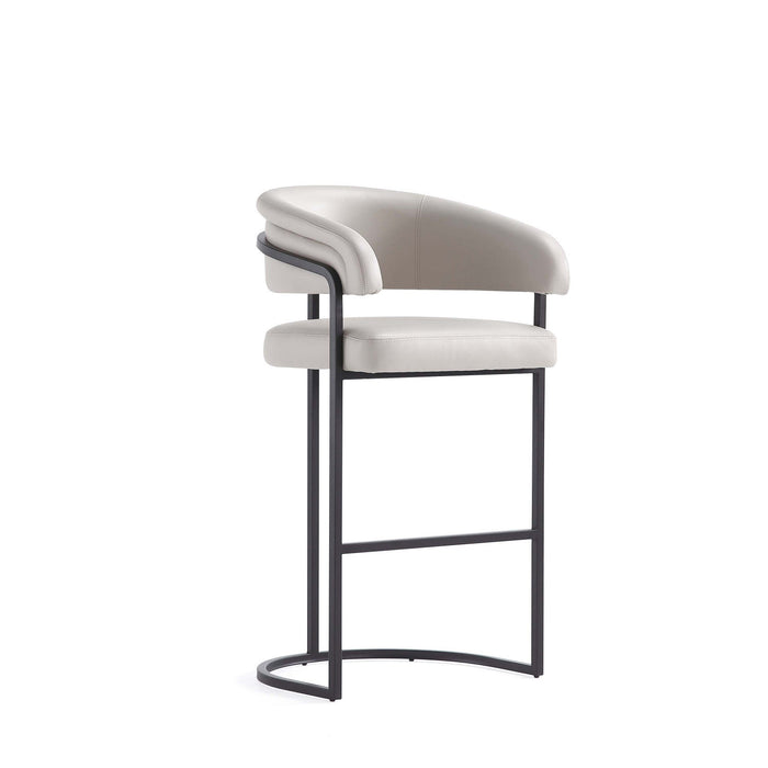 Augusta Modern Metal Upholstered Barstool in Light Gray 