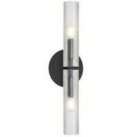Dainolite Wand 2 Light Wall Sconce Matte Black Frosted Glass Lamp