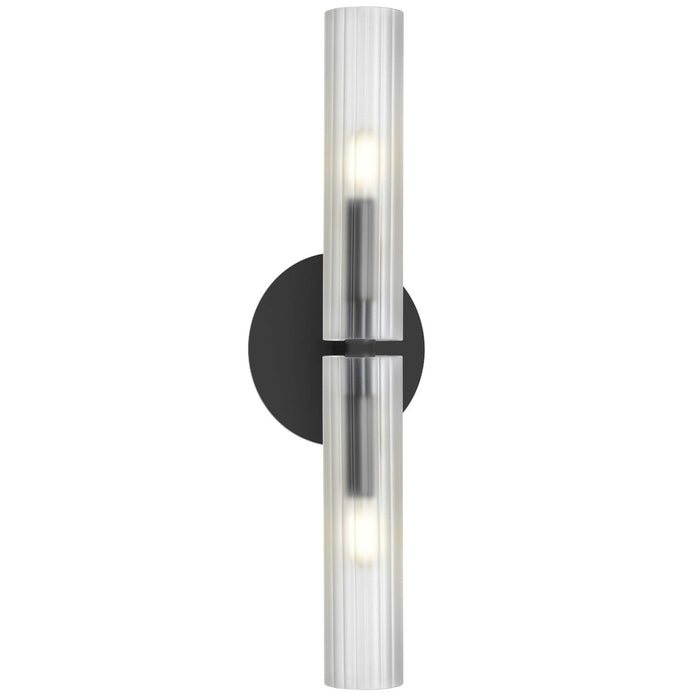 Dainolite Wand 2 Light Wall Sconce Matte Black Frosted Glass Lamp