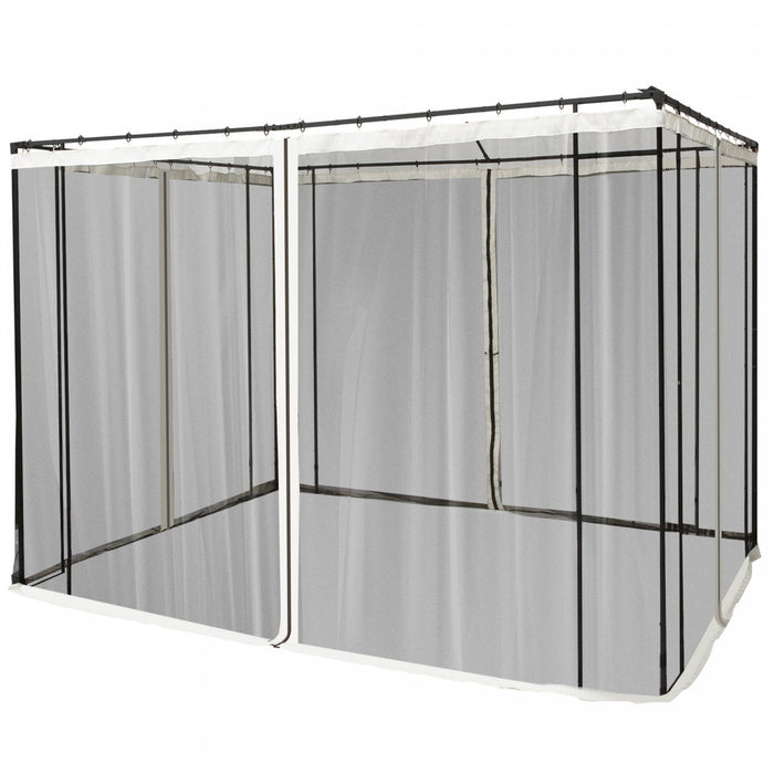 Outsunny Replacement Mosquito Netting For Gazebo 10' X 10' Black Screen Walls For Canopy With Zipper
