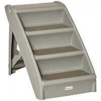 Pawhut 4-level Portable Dog Stairs, Foldable Dog Steps For Small Dogs, Lightweight Cat Steps, With N
