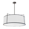 Dainolite Trapezoid 4 Light Pendant Drum Black/White Shade White Fabric Diffuser Black Lamp