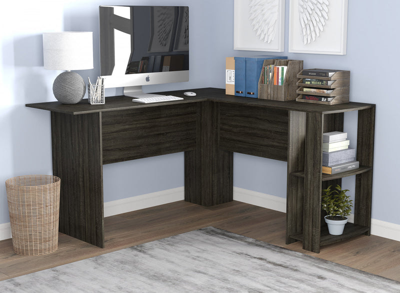 55” Computer Desk With Storage And 2 Shelves - Dark Grey 