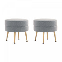 Bailey Mid-Century Modern Upholstered Accent Ottoman in Gray - Set of 2