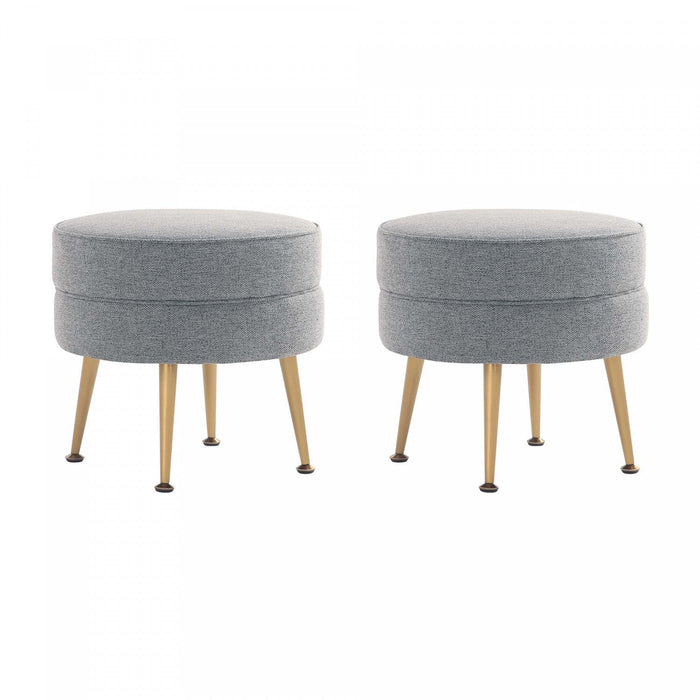 Bailey Mid-Century Modern Upholstered Accent Ottoman in Gray - Set of 2 