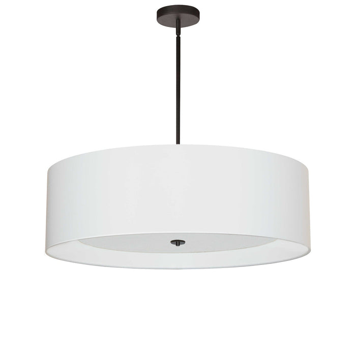Dainolite Helena 4 Light Pendant 30\" Dia Matte Black Finish White Shade White Diffuser Lamp